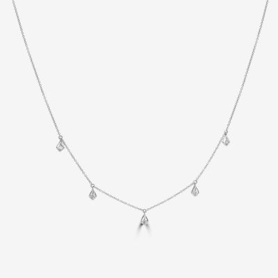 Lariat Style Womens 3/8 CT. T.W. Natural White Diamond 14K White Gold Diamond Y Necklace