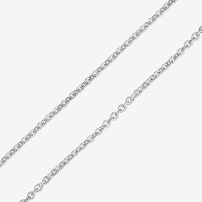 "Life Is Beautiful" Womens 14K White Gold 7 Inch Solid Rolo Chain Bracelet