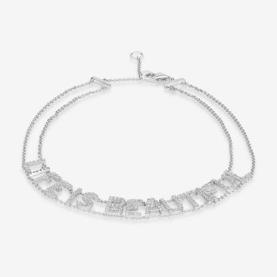 "Life Is Beautiful" Womens 14K White Gold 7 Inch Solid Rolo Chain Bracelet