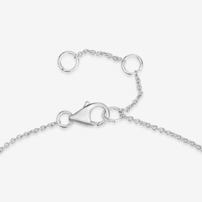 Good Vibes" 1/10 CT.T.W. Natural Diamond 14K White Gold 7 Inch Solid Rolo Chain Bracelet"