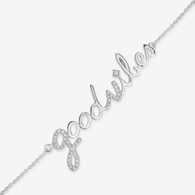 Good Vibes" 1/10 CT.T.W. Natural Diamond 14K White Gold 7 Inch Solid Rolo Chain Bracelet"