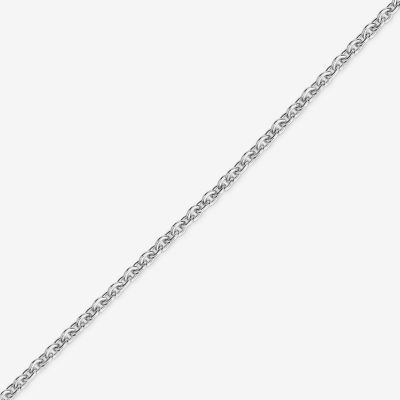 Good Vibes" 1/10 CT.T.W. Natural Diamond 14K White Gold 7 Inch Solid Rolo Chain Bracelet"