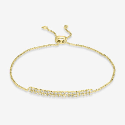 Womens 1/2 CT. T.W. Natural White Diamond 14K Gold Bar Bolo Bracelet