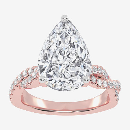 (G-H / Vs2-Si1) Womens 4 1/3 Ct. T.W. Lab Grown White Diamond 14K Gold Side Stone Engagement Ring, 8, Rose
