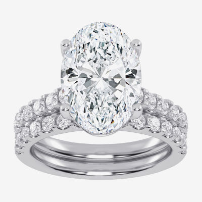 (G-H / Vs2-Si1) Womens 5 CT. T.W. Lab Grown White Diamond 14K White Gold Side Stone Bridal Set