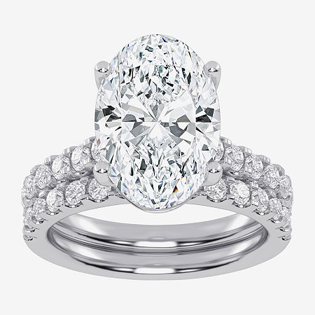 Modern Bride (g-h / Vs2-si1) Womens 5 Ct. T.w. Lab Grown White Diamond 14k White Gold Side Stone Bridal Set In Silver