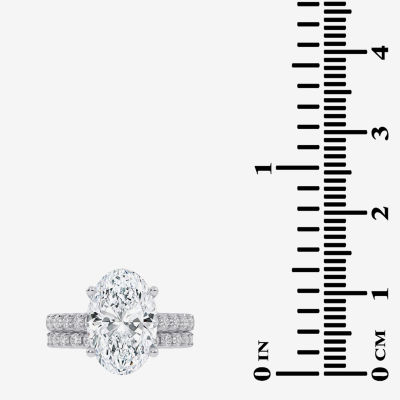 (G-H / Vs2-Si1) Womens 5 CT. T.W. Lab Grown White Diamond 14K White Gold Side Stone Bridal Set
