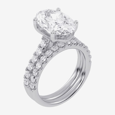 (G-H / Vs2-Si1) Womens 5 CT. T.W. Lab Grown White Diamond 14K White Gold Side Stone Bridal Set