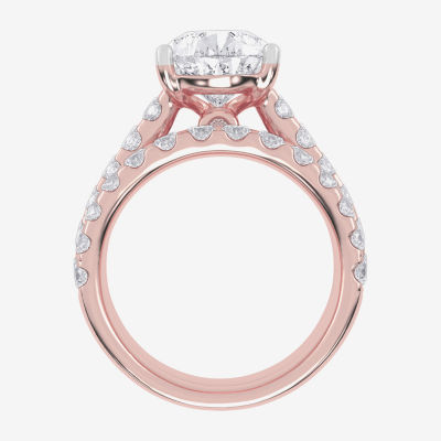 (G-H / Vs2-Si1) Womens 6 CT. T.W. Lab Grown White Diamond 14K White Gold Side Stone Bridal Set