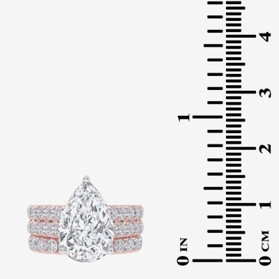 (G-H / Vs2-Si1) Womens 6 CT. T.W. Lab Grown White Diamond 14K White Gold Side Stone Bridal Set