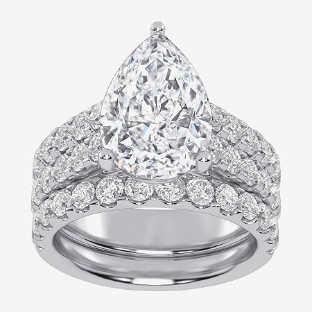 Modern Bride (g-h / Vs2-si1) Womens 6 Ct. T.w. Lab Grown White Diamond 14k White Gold Side Stone Bridal Set In Silver