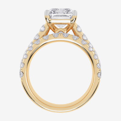 (G-H / Vs2-Si1) Womens 6 CT. T.W. Lab Grown White Diamond 14K White Gold Side Stone Bridal Set