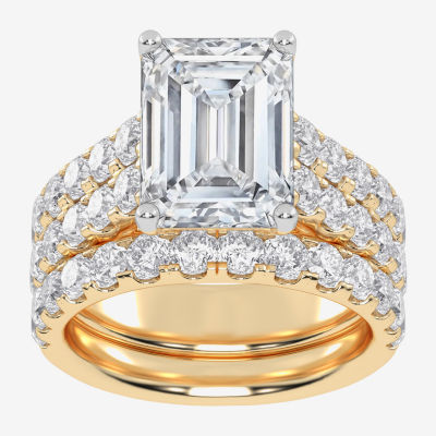 (G-H / Vs2-Si1) Womens 6 CT. T.W. Lab Grown White Diamond 14K White Gold Side Stone Bridal Set