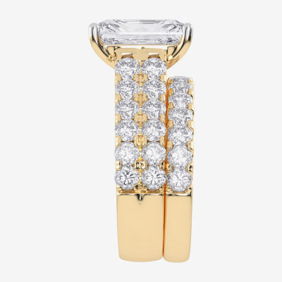 (G-H / Vs2-Si1) Womens 6 CT. T.W. Lab Grown White Diamond 14K White Gold Side Stone Bridal Set