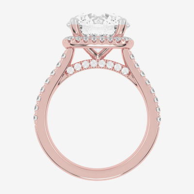 (G-H / Vs2-Si1) Womens 4 1/2 CT. T.W. Lab Grown White Diamond 14K White Gold Side Stone Halo Engagement Ring