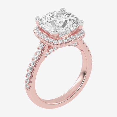 (G-H / Vs2-Si1) Womens 4 1/2 CT. T.W. Lab Grown White Diamond 14K White Gold Side Stone Halo Engagement Ring