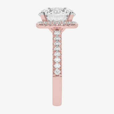 (G-H / Vs2-Si1) Womens 4 1/2 CT. T.W. Lab Grown White Diamond 14K White Gold Side Stone Halo Engagement Ring