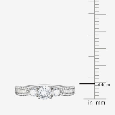 Love Lives Forever (G-H / Vs2-Si1) Love Lives Forever Womens 3/4 CT. T.W. Lab Grown White Diamond 10K White Gold Round 3-Stone Side Stone Band