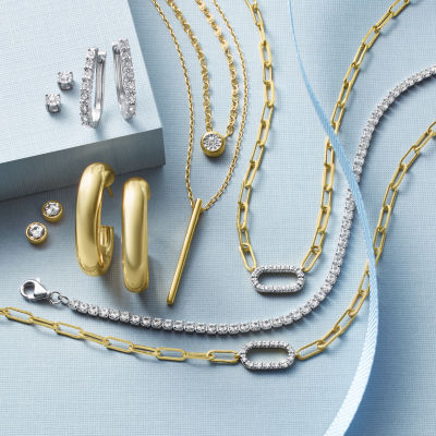 Yes, Please! (G-H / I1-12) Womens Diamond Accent Lab Grown White Diamond 14K Gold Over Silver Paperclip 18 Inch Pendant Necklace