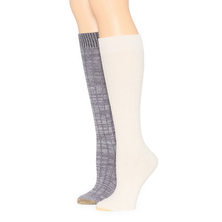 Gold Toe Cable Womens 2 Pair Knee High Socks In Gray