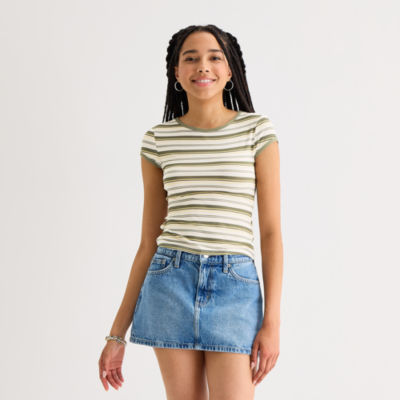 Arizona Womens Round Neck Short Sleeve Juniors T-Shirt