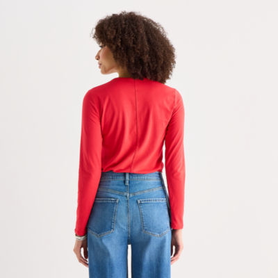 a.n.a Womens Crew Neck Long Sleeve T-Shirt