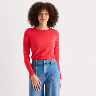 a.n.a Womens Crew Neck Long Sleeve T-Shirt