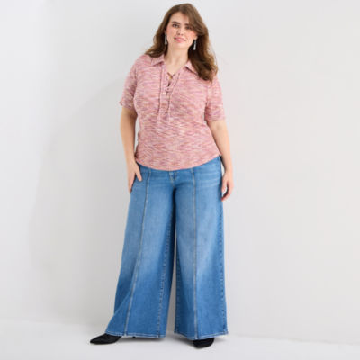 a.n.a Womens Plus Short Sleeve T-Shirt