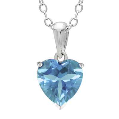 Heart-Shaped Genuine Blue Topaz Sterling Silver Pendant Necklace