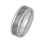 Personalized Mens 8mm Stainless Steel and Carbon Fiber Inlay Wedding Band