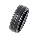 Personalized Mens 8mm Comfort Fit Striped Black Ceramic Wedding Band