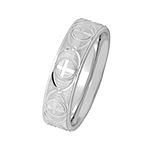 Mens Personalized 6mm Comfort Fit Sterling Silver Cross Wedding Band