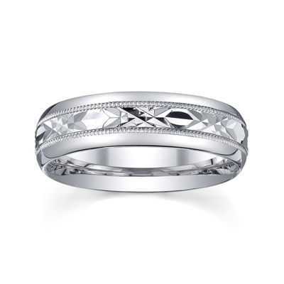 Personalized Mens 6mm Comfort Fit Sterling Silver Wedding Band, Color ...