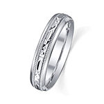 Personalized 4mm Comfort Fit Criss-Cross Sterling Silver Wedding Band