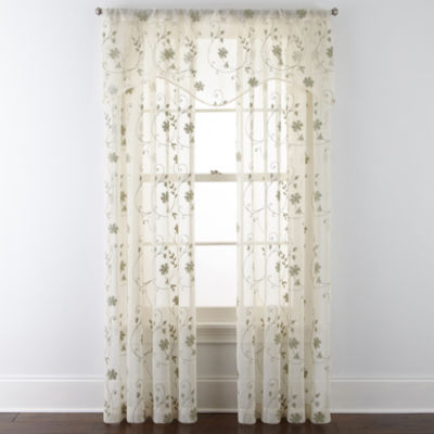 JCPenney Home Malta Rod Pocket Sheer Single Curtain Panel