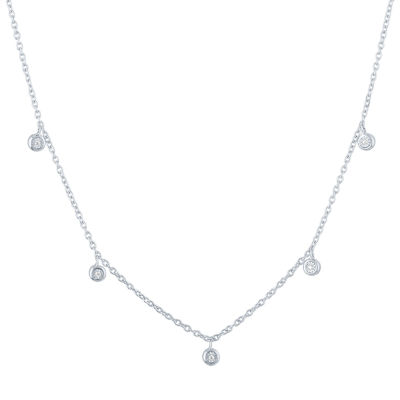 "Happily Ever After" Womens 1/10 CT. T.W. Genuine White Diamond Sterling Silver Strand Necklace