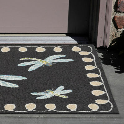 Liora Manne Frontporch Dragonfly Indoor/Outdoor Rug, Color: Black ...