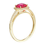 Womens Lab Created Red Ruby 10K Gold Cocktail Ring