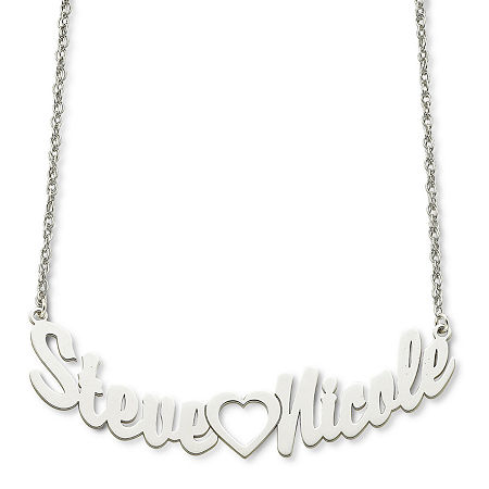 Personalized Sterling Silver Couples Name Necklace, One Size, White