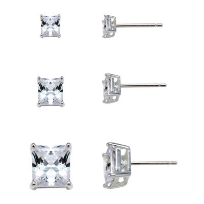 Sterling Silver Square Cubic Zirconia Earring Set JCPenney