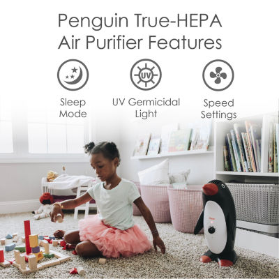 Crane True HEPA Air Purifier With Germicidal UV Light, 150 Sq Ft. Coverage, Penguin