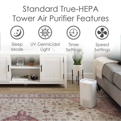 Crane True HEPA Air Purifier With Germicidal UV Light, 250 Sq Ft. Coverage, Standard