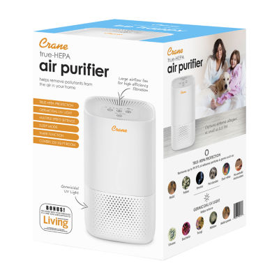 Crane True HEPA Air Purifier With Germicidal UV Light, 250 Sq Ft. Coverage, Standard