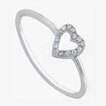 Silver Treasures Cubic Zirconia Sterling Silver Heart Band