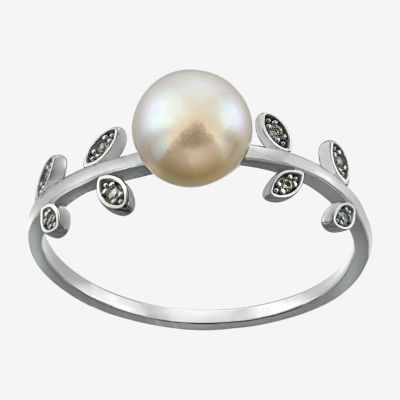 Silver Treasures Womens 20MM Cubic Zirconia Sterling Silver Delicate Band