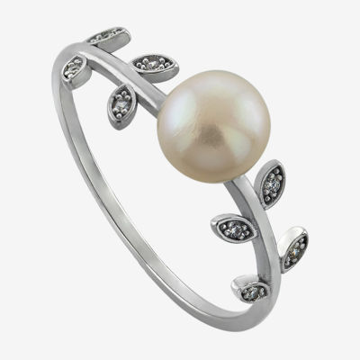 Silver Treasures Womens 20MM Cubic Zirconia Sterling Silver Delicate Band