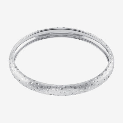 Diamond Cut Womens Sterling Silver Bangle Bracelet