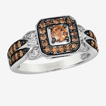 Le Vian Ring Featuring 5/8 CT. Chocolate Diamonds 1/8 CT. Nude Diamonds Set In 14K Vanilla Honey Or Strawberry Gold, 6, Vanilla Gold