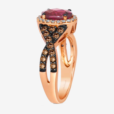 Le Vian® Ring featuring 1 1/2 CT. Raspberry Rhodolite® 1/2 CT. Chocolate Diamonds® 1/6 CT. Nude Diamonds™ set in 14K Strawberry Gold®