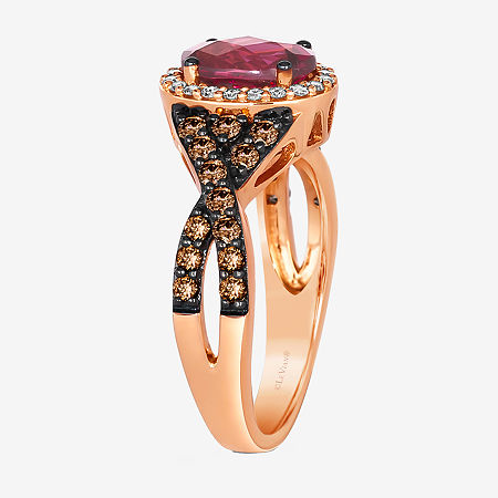 Le Vian Ring Featuring 1 1/2 CT. Raspberry Rhodolite 1/2 CT. Chocolate Diamonds 1/6 CT. Nude Diamonds Set In 14K Strawberry Gold, 8